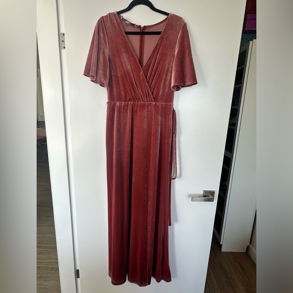 Stretch velvet dress, from David’s Bridal